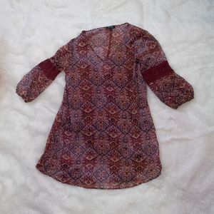 maroon tribal print dress